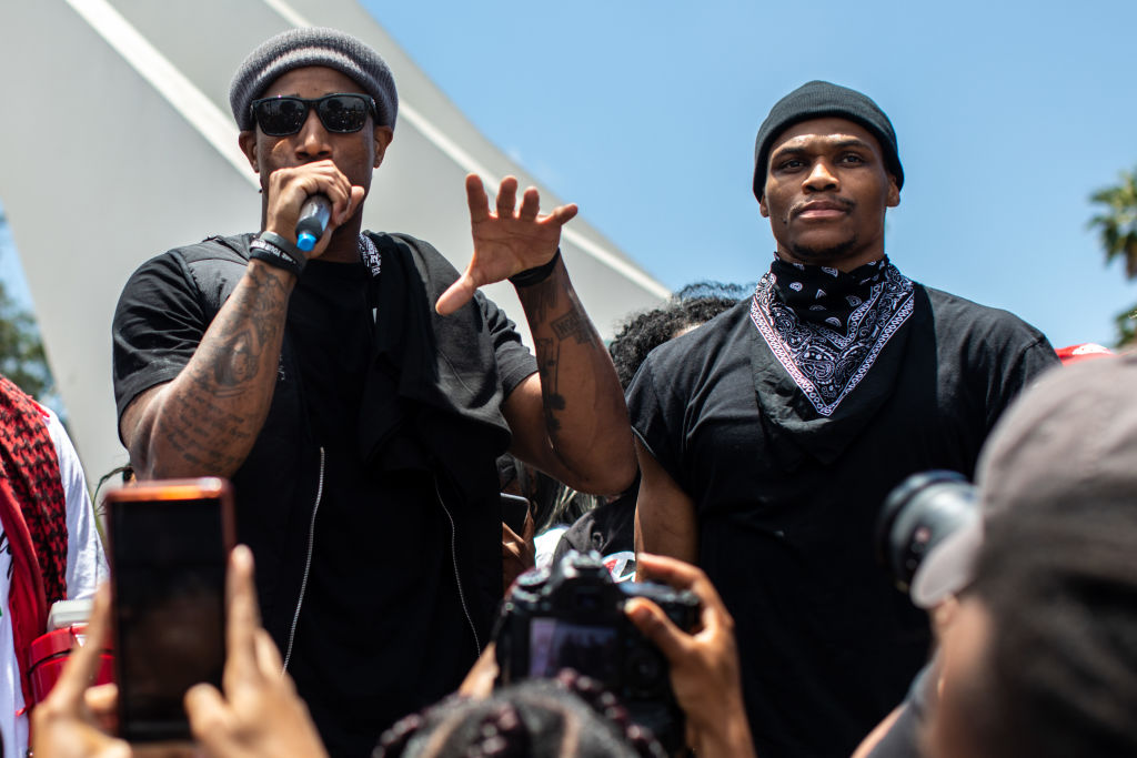 The Compton Cowboys participate in a Compton Peace Walk