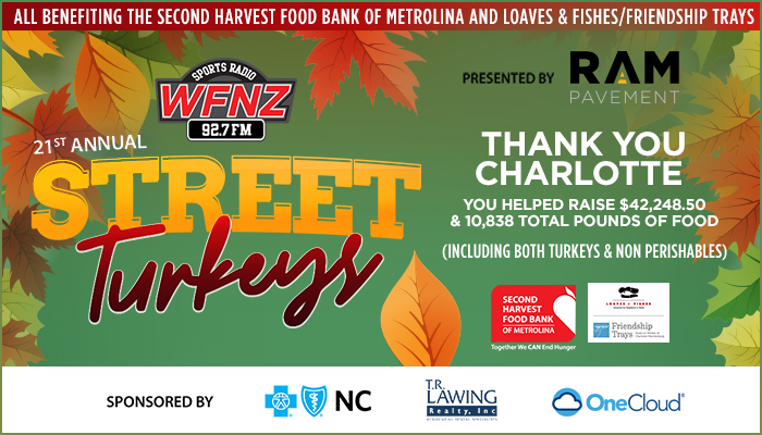 Final Numbers 21st Annual WFNZ Street Turkeys
