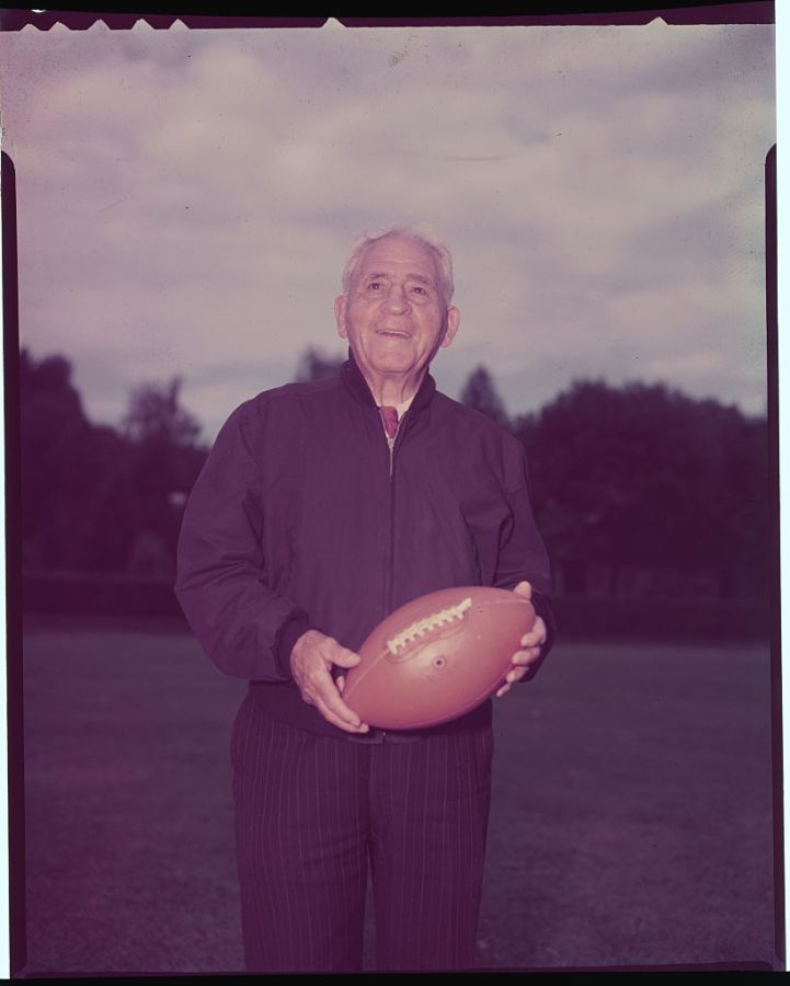 Football Coach Amos Alonzo Stagg Holding Football